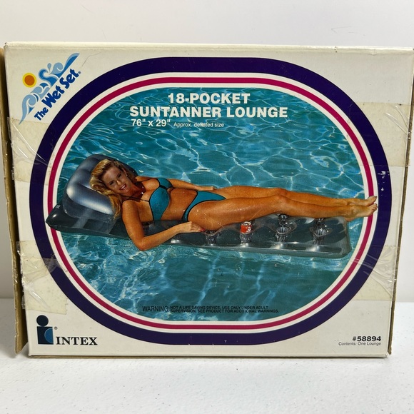 VTG Pool Inflatable Raft 1994 Intex The Wet Set 18 Pocket Suntanner Lounge - Picture 1 of 4